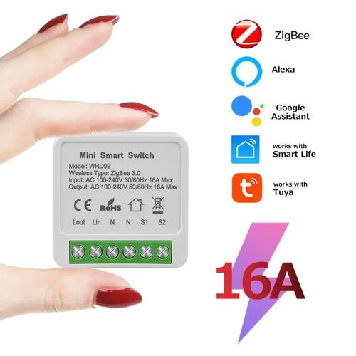 Tuya Zigbee Disjoncteur Wifi Commutateur Intelligent 2 Voies Disjoncteur Relais Module 220v 110v 16a Vie Intelligente App Commande Vocale Pour Alexa Google Home-Interrupteur De Zigbee 16a
