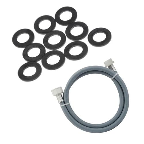 Tuyau d'arrive d'eau universel livr avec les joints 20/27 avec raccords droit x coud (L3000mm 3/4 F x 3/4 C) Lave-linge (3666356333406 )