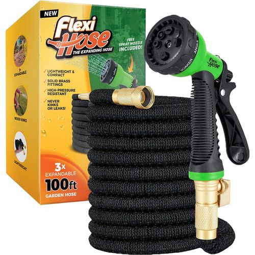 Tuyau D'arrosage Extensible Upgraded - Ultra Flexible/Ne S'emmle Pas - Raccords En Laiton Massif 2 Cm - 8 Modes D'arrosage - Noir - 30 M