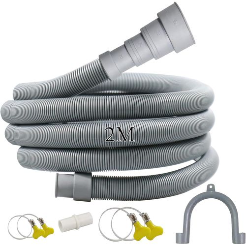 Tuyau De Vidange Universel 1 M/2 M/3 M Pour Machines  Laver, Sche-Linge, Lave-Vaisselle Avec Adaptateur, 4 Colliers De Serrage, Support De Tuyau En U (3M) - Polypropylne (Pp)[MAC2009]