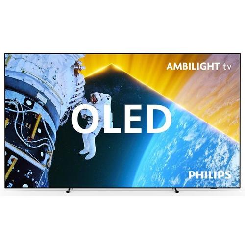 TV OLED Ambilight Philips 77OLED809 194 cm 4K UHD Google TV 2024 Mtal Argent