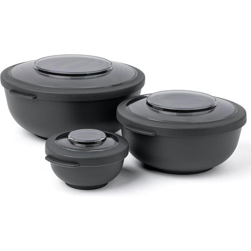 Tylla Saladier Set 3 Pices 200ml,1000ml,2000ml|Bote De Rangement Avec Couvercle Pour Meal Prep & Snacks|Bote Alimentaire En Plastique Sans Bpa|Compatible Lave-Vaisselle|Charcoal