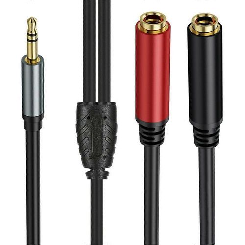 Type A 0,3 m 3,5 mm stro mle TRS vers deux cbles de drivation stro femelles TS 6,35 mm 1/4 pouce Y