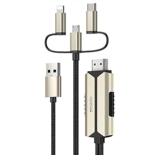 Type A YESIDO HM14 2m Cble Sync Connecteur dcran Adaptateur HDMI pour Micro USB / Type-C / Lightning / USB