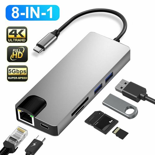 Type C vers USB-C HDMI USB VGA SD TF adaptateur de lecteur de carte Hub