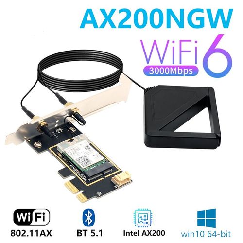 Type magntique AX200 - Carte Rseau Sans Fil Intel Ax200 Pcie 2400mbps, 802.11ax, Wi-fi 6, Bluetooth 5.1, Double Bande, Pour Ordinateur De Bureau