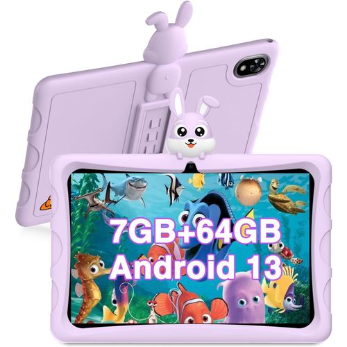 U9 Kid Tablette Enfants 10,1 Pouces Tablette Android 13,7 Go + 64 Go (TF 1 to),Tablette ducative,Quad Core,5060 mAh,WiFi 6,BT5.0,Tablette avec tui EVA