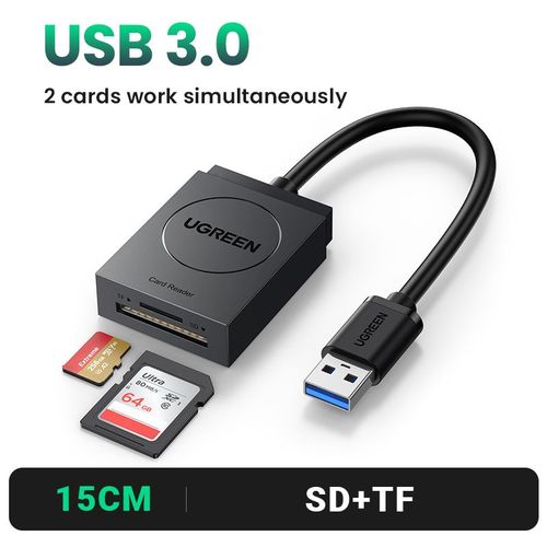 UGREEN Lecteur De Carte 4-en-1 USB3.0/USB-C Micro SD SD TF CF MS Carte Compact Flash Adaptateur pour Ordinateur Portable PC Multi OTG Lecteur de Carte  - Type USB3.0 2-in-1