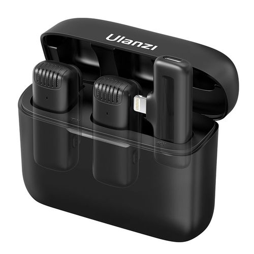 Ulanzi J12 systme de Microphone Lavalier sans fil Microphone d'enregistrement Audio vido Mini micro pour iPhone Android diffusion en direct - Type Lightning Port