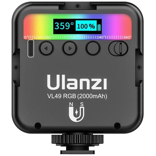 Ulanzi-Lampe vido LED RVB VL49,document complet,2500K-9000K,800,mini remplissage magntique,3 sabots froids,2000mAh,lampe pour appareil photo de type C - Type VL49 RGB black