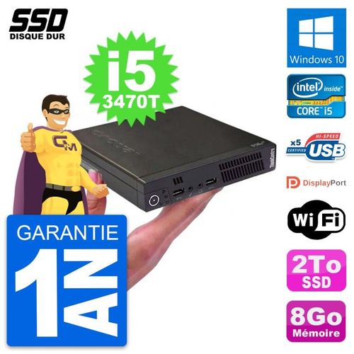 Ultra Mini PC Lenovo M72e Tiny USFF i5-3470T RAM 8Go SSD 2To Windows 10 Wifi