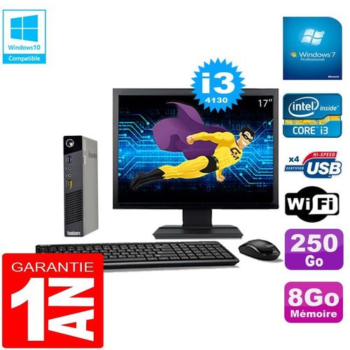 Ultra Mini PC Lenovo M73 USFF Tiny Core I3-4130 8Go 250Go Wifi W7 Ecran 17