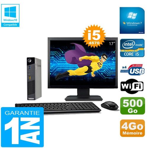 Ultra Mini PC Lenovo M73 USFF Tiny Core I5-4570 4Go 500Go Wifi W7 Ecran 17