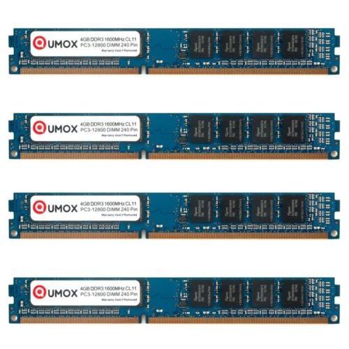 QUMOX 16Go (4x 4Go) DDR3 1600 1600MHz PC3-12800 (240 broches) DIMM pour ordinateur de bureau