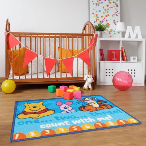 Tapis Enfant 50x80 Lavable 30 Winnie M Bleu