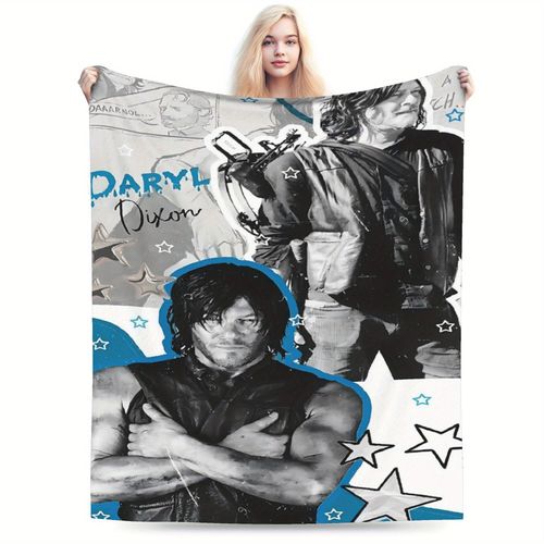 Un Design Sur Le Theme De Daryl Dixon The Walking Dead, Une Couverture En Flanelle Super Douce - Un Style Magnifique, Une Impression Numrique, Adapte Au Canape, Au Lit, Au Bureau, Une