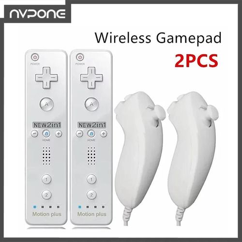 Un Ensemble Complet De Tlcommande Avec Contrleur Nunchuck Pour Le Contrle Des Jeux Wii Pour Console Wii Manette De Jeu Sans Fil Avec Motion Plus Green White- 2 Set