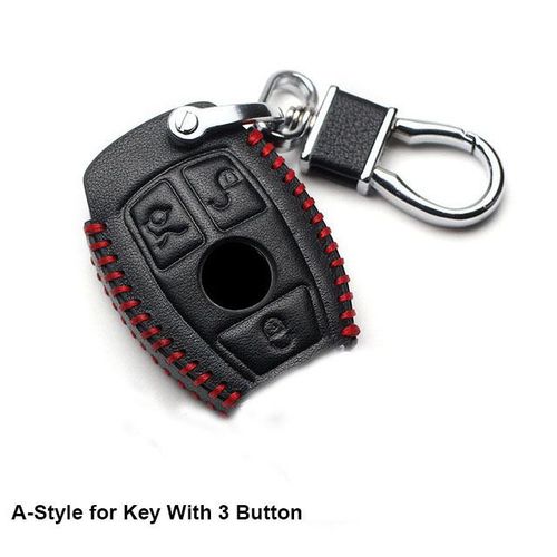 Un Noir Rouge - Housse De Cl De Voiture En Cuir Vritable, tui Pour Cl De Voiture Pour Mercedes Benz Cls Cla Gl R Slk Amg Classe A B C S, Accessoires De Support De Tlcommande