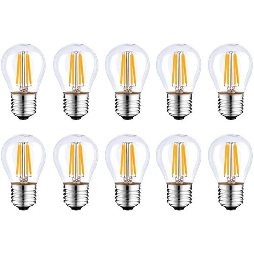 Un Paquet De 10 Lampes  conomie D'nergie Led E27,quivalent  Incandescence Incandescent 4w 40w,Lumire Blanche Chaude 2700k,Lampe  Incandescence Transparente  Vis Edison G45,400lm,Ac220-240v
