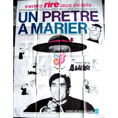 Un Prtre  Marier / Affiche Originale 120x160cm De Sin & Ren Ferracci / Comdie De 1972, Avec Rossana Podesta, Magali Nol