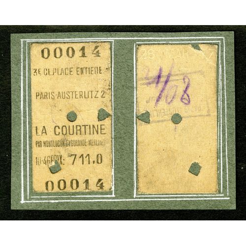 Un Ticket Ancien 28 Mars 47 , N00014, 3eme Cl Place Entiere , Paris Austerlitz 2 - La Courtine, Par Monlucon, Eygurande, Merlines