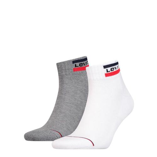 Levi's Chaussettes De Sport Unisexes En Pack De 2 - Mid Cut Sprtwr, Logo, Unicolore Noir/Gris 43-46