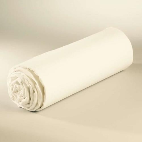 Drap Housse 100% Coton 57 Fils Pour Lit 2 Personnes 140x190 Cm Ecru ( Beige )