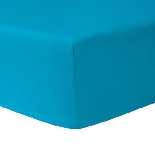 Drap Housse 140 X 190 - Turquoise 100% Coton 57 Fils / Cm