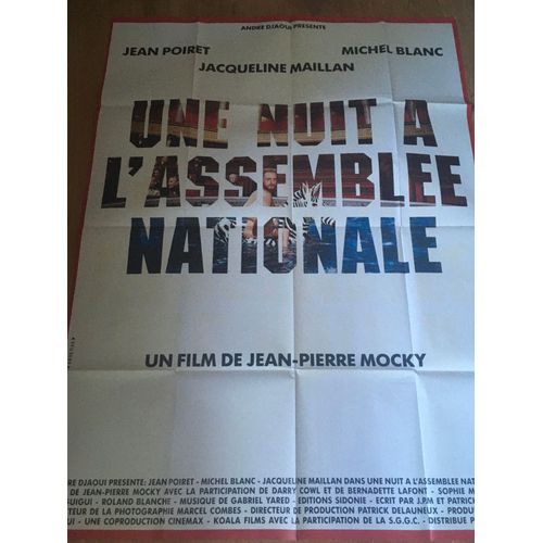 Une Nuit A L'assemblee Nationale -Vritable Affiche De Cinma Plie -Format 120x160 Cm -Dejean Pierre Mocky Avec Jean Poiret, Michel Blanc, Jacqueline Maillan,Bernadette Lafont, Josiane Balasko -1988