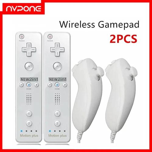 Une Paire De Tlcommandes Avec Contrleur Nunchuck Pour Console Wii, Manette De Jeu Sans Fil Motion Plus Pour Le Contrle Des Jeux Nintendo Wii Green Red- 2 Set