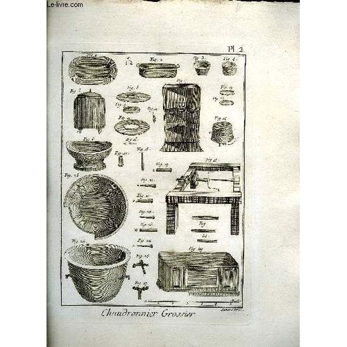 Une Planche En Noir Et Blanc Extraite De L'encyclopedie De Diderot Et D'alembert Sur Le Theme Chaudronnier Grossier - Planche N 2.   de diderot et d'alembert
