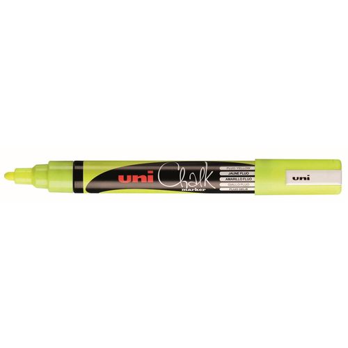 Uni-Ball Lot De 12 Marqueurs Craie Pte Conique Moyenne Chalk Marker Pwe5m 1,8 - 2,5mm Jaune Fluo