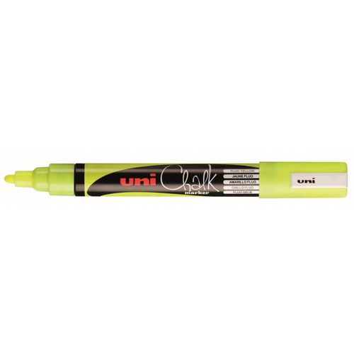 Uni-Ball Lot De 3 Marqueurs Craie Pte Conique Moyenne Chalk Marker Pwe5m 1,8 - 2,5mm Jaune Fluo