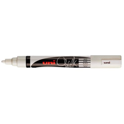 Uni-Ball Lot De 6 Marqueurs Craie Pointe Conique Moyenne Chalk Marker Pwe5m 1,8 - 2,5 Mm Blanc