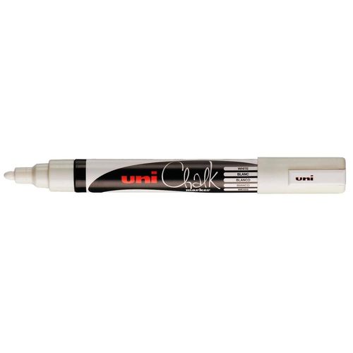 Uniball Marqueur Craie Chalkmarker, Pointe Ogive Moyenne, Pour Les Tableaux Noirs, Menus Coloris Blanc