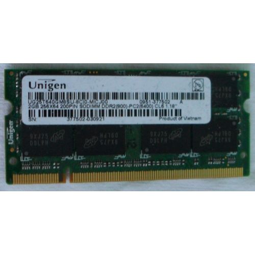 unigen barette memoire UG26T640GM8SU-8CIO-MICJOO-0951-377502 2GB256X64 200PIN SODIMM DDR2 (800) - PC2 ( 6400) CL 61.18