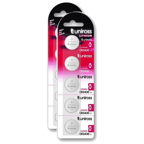 Uniross Lot De 2 Packs De 5 Piles Lithium Cr2430, 3v