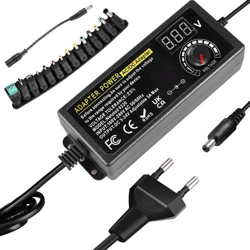 Universal Adjustable 3v-24v 3a 72w Power Supply With 14 Tips And Polarity Cable,100v-240v Ac To Dc Power Adapter With Led Voltage Indicator,Charger For