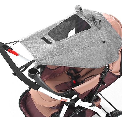 Universal Pushchair Sun Shade With Uv Protection 50+ And Waterproof,Universal Pushchair Parasol-Universal Pushchair Hood With Porthole And Shade Wings,Grey