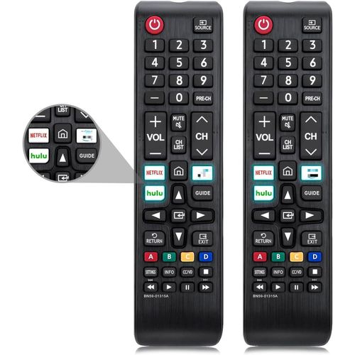 Universal Remote Control For Samsung Tv, Replacement Remote Control For Samsung Tvs Compatible With Netflix, Hulu Infrared Button Remote Control For All Samsung Tvs  Pack Of 2
