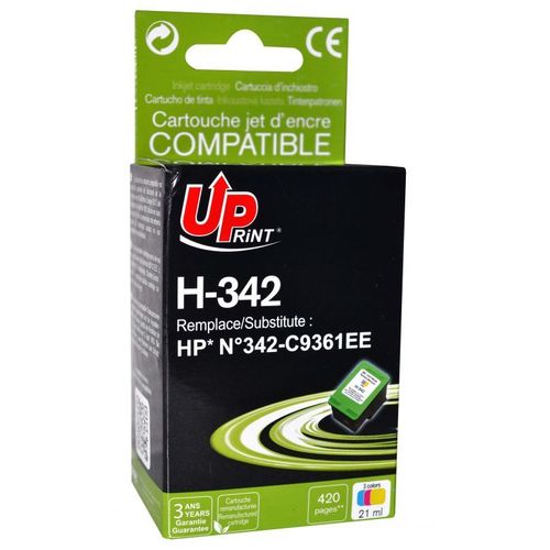 Uprint H-342cl - 12 Ml - Xl Capacity - Couleur (Cyan, Magenta, Jaune) - Remanufactur - Cartouche D'encre (quivalent  : Hp 342 ) - Pour Hp Officejet 6310; Photosmart 25xx, C3180, C4140, C4150...