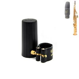 Ogquaton Attache de ligature en cuir de qualité supérieure avec capuchon en plastique pour embouchure en bakélite Saxophone Soprano Sax 
