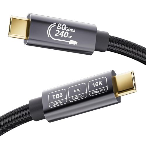 USB 4 V2.0 80Gbps Cble Thunderbolt 5 0,5m,Bande passante unidirectionnelle jusqu' 120Gbps,Supporte 240W,Vido 16K@30Hz 8K@60Hz,profondeur de couleur 12 bits pour Thunderbolt 4,USB 4,eGPU.[W1148]