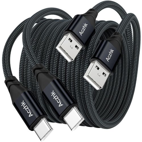 USB C Cable 10ft 3.1A Nylon Fast Charging & Sync USB C Cable for Samsung S10/S9/S8 10te 9,Huawei P30/P20/Mate 20,Note20,A72 A71,A52,A51,iPhone 15 Pro (Black)