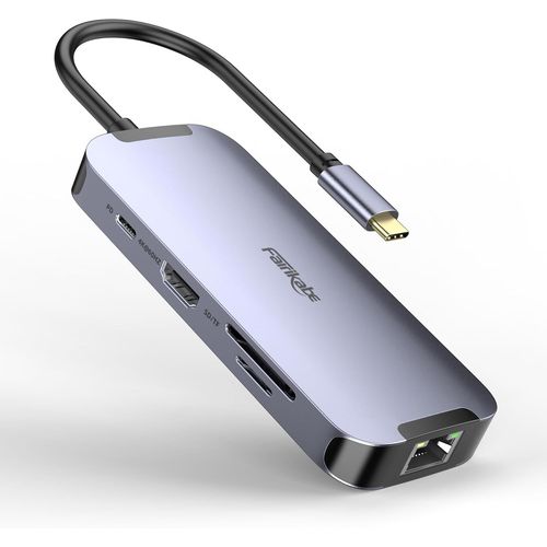 USB C Hub,8 in 1 USB C to USB Docking Station Compatible for MacBook Pro/Air and More,USB C to HDMI 4K@60Hz Adapter with PD,2 USB 3.0,Data Transfer,SD/TF Card Reader,HDMI and Ethernet Port
