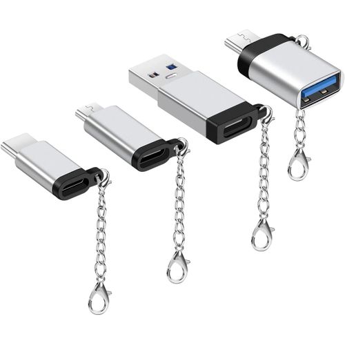 USB C vers USB 3.0 [4 pices] Adaptateur USB C vers Micro USB, Adaptateur USB Type C, Adaptateur OTG USB Type C, Adaptateur Portable avec cl, pour Huawei Mate 20, Samsung Galaxy LG