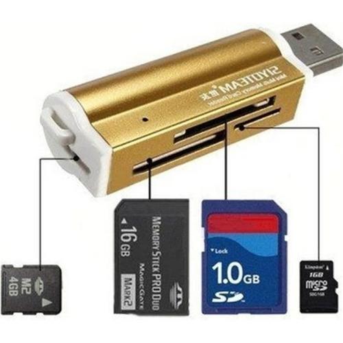 USB Tout en un Lecteur de carte mmoire Pour Micro SD MMC SDHC TF M2 Memory Stick Or