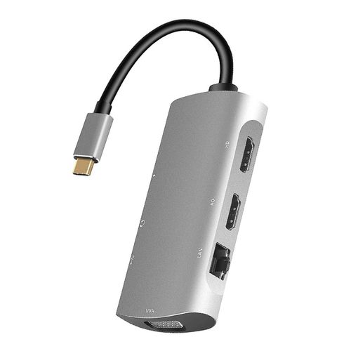 Usb Type C Hub Adapter Multi Screen Docking Station To Dual -Compatible Vga Laptop Dual Monitors Su