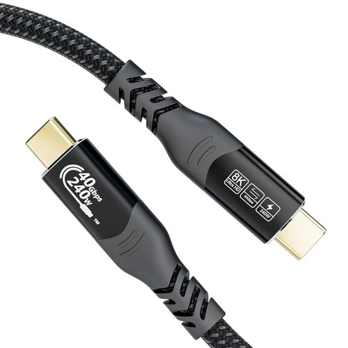 USB4 Cble pour Thunderbolt 4, 240W PD 3.1 Cble USB C Charge Rapide Vido 8K 60Hz Data Sync  40Gbps pour iPhone 16 15 Plus Pro Max MacBook Pro Air iPad Pro Samsung S24 Tab S9 S8 (0,5M)
