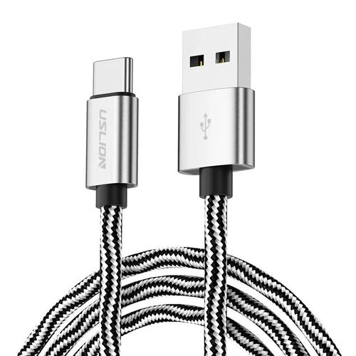 USLION-Cble USB Type-C pour recharge rapide et transfert de donnes,cordon pour Samsung S22,Note9,Xiaomi Mi 8,F1,Huawei Mate 20 Pro - Type Silver-1.8M